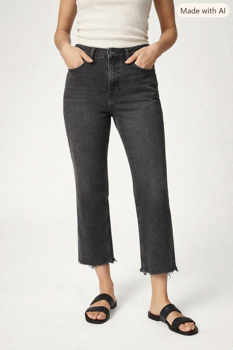 Everlane Raw Edge Hem Cropped Black Jeans Size 30 Regular